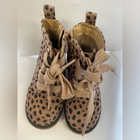 Cat & Jack Toddler Girls' Leapord Zipper Lace-Up Combat Boots Brown - Picture 6 of 8